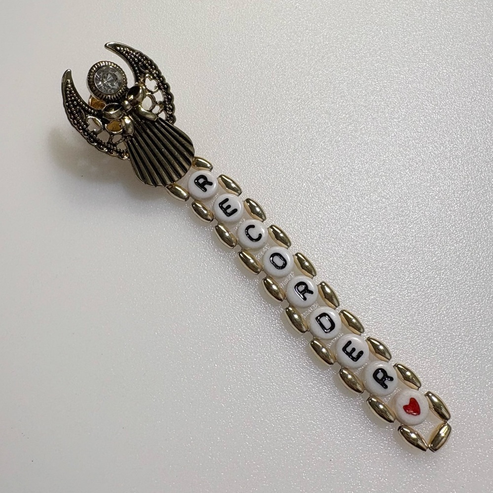 Vintage Handmade Angel “Recorder” Brooch Pin